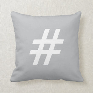 #ポンドの印(hashtag)ボタンの枕、灰色及び白 クッション