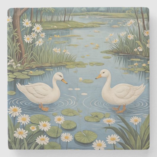 ポンドサイドの静けさ ストーンコースター (正面)