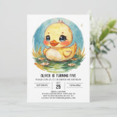 ポンドワイルドフラワーズアヒル誕生日 招待状 (スタンド正面)