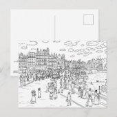 ポンヌフを色付けするフランスの絵葉書 ポストカード (正面/裏面)