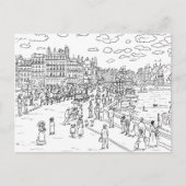 ポンヌフを色付けするフランスの絵葉書 ポストカード (正面)