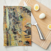 ポンヌフ、午後、サンライトカミーユピサロ キッチンタオル (四つ折り)