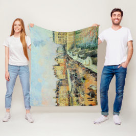 ポンヌフ、午後、サンライトカミーユピサロ フリースブランケット