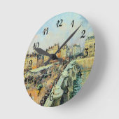 ポンヌフ、午後、サンライトカミーユピサロ ラウンド壁時計 (傾斜)