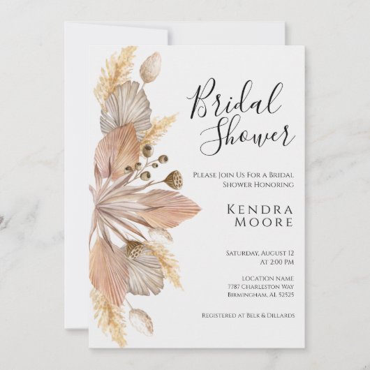 ポンパスグラスブライダルシャワー招待標準 (正面)