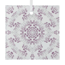 ポンパドゥールパープルフローリッシュガラスオーナメント