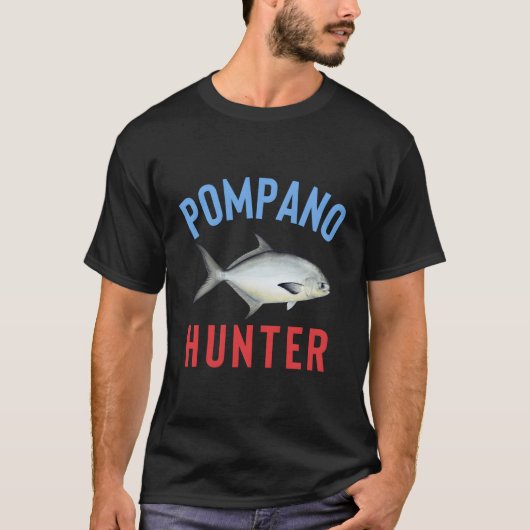 ポンパノハンターサーフ魚釣りサンドフラビーチ Tシャツ (正面)
