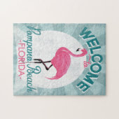 ポンパノビーチフロリダピンクフラミンゴレトロ ジグソーパズル (横)