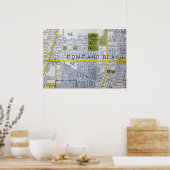 ポンパノビーチ、FLヴィンテージマップポスター ポスター (キッチン)