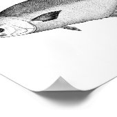 ポンパノフィッシュ白黒ヴィンテージイラストレーション ポスター (角)