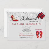 ポンプなしハロービーチサンダル退職パーティーグレー ポストカード (正面/裏面)