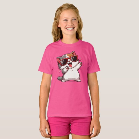ポンプアップ!サングラス子猫 Tシャツ (正面フル)
