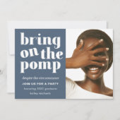 ポンプ1枚の写真を持って来るグラッドパーティーブルー 招待状 (正面)