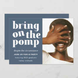 ポンプ1枚の写真を持って来るグラッドパーティーブルー 招待状