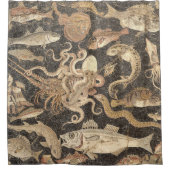 ポンペイから古代ローマの海洋生物モザイク シャワーカーテン (正面)