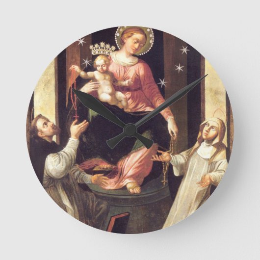 ポンペイで崇拝されたロザリオの我々の女性 ラウンド壁時計 (正面)