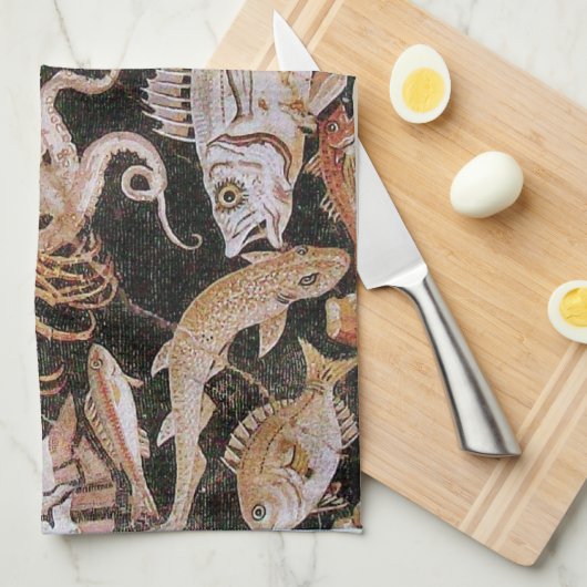 ポンペイのコレクション/海-海洋生物場面 キッチンタオル (四つ折り)