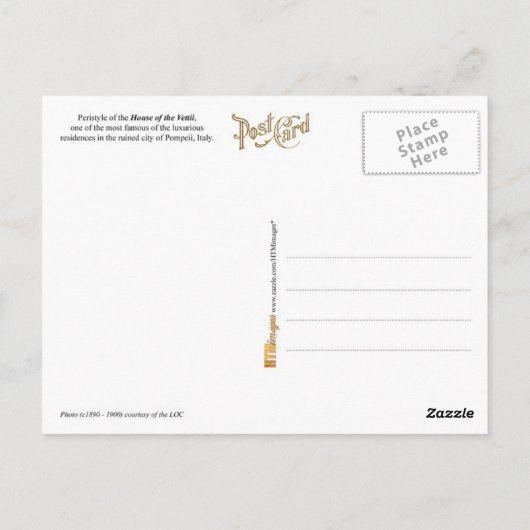 ポンペイのヴェッティ家のペリスタイルズ ポストカード (裏面)