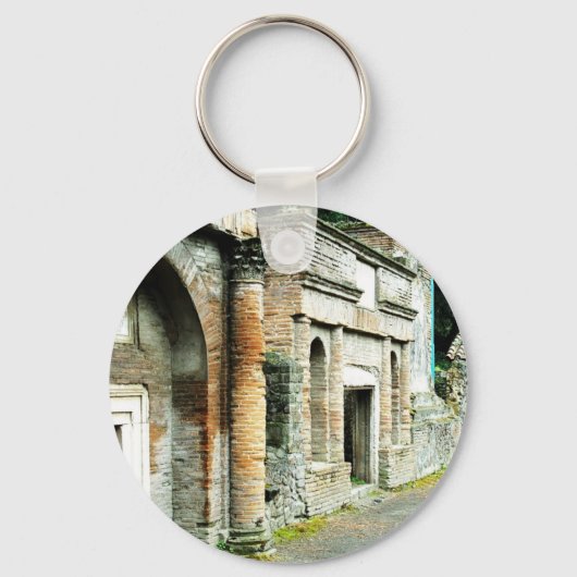 ポンペイの廃墟 – 寺院のある市場 キーホルダー (正面)