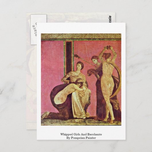 ポンペイの画家によってホイップした女の子とバッチャント ポストカード (正面/裏面)