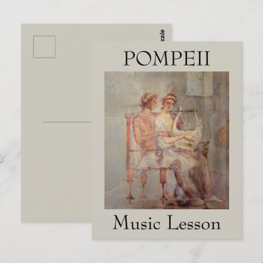 ポンペイの音楽のレッスンのフレスコ画 ポストカード (正面/裏面)