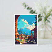 ポンペイイタリアヴィンテージ旅行イラストレーション ポストカード (スタンド正面)