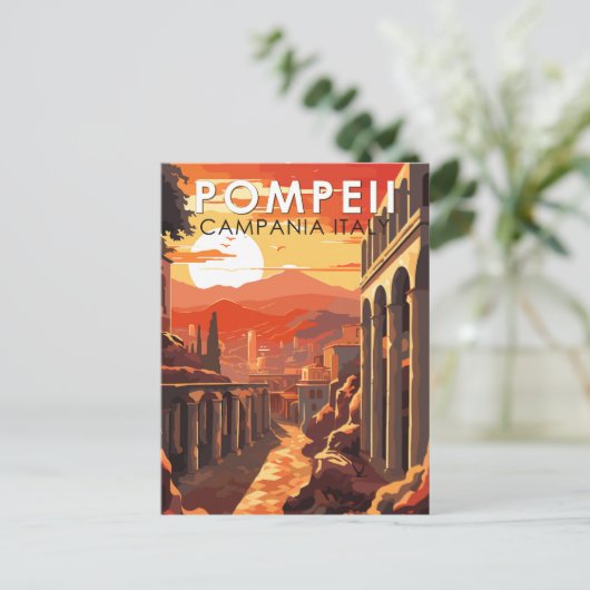 ポンペイカンパニアイタリアトラベルアートヴィンテージ ポストカード (スタンド正面)