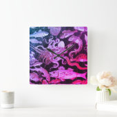 ポンペイコレクションシーライフピンクブルー航海の スクエア壁時計 (ホーム)