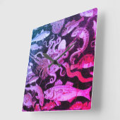 ポンペイコレクションシーライフピンクブルー航海の スクエア壁時計 (傾斜)