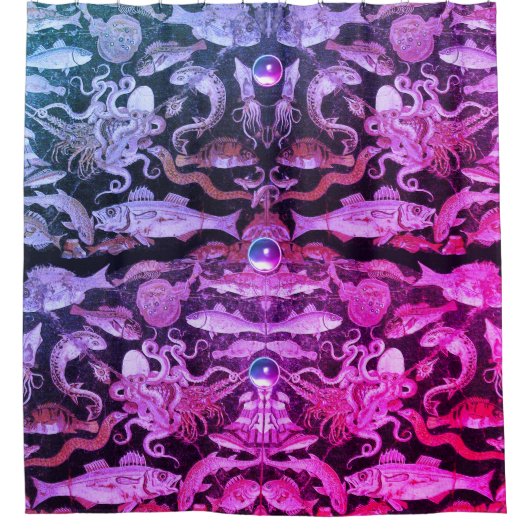 ポンペイコレクション/シーライフ航海のピンクブルー シャワーカーテン (正面)