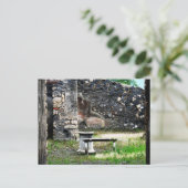 ポンペイ中庭の大理石の噴水とベンチ ポストカード (スタンド正面)