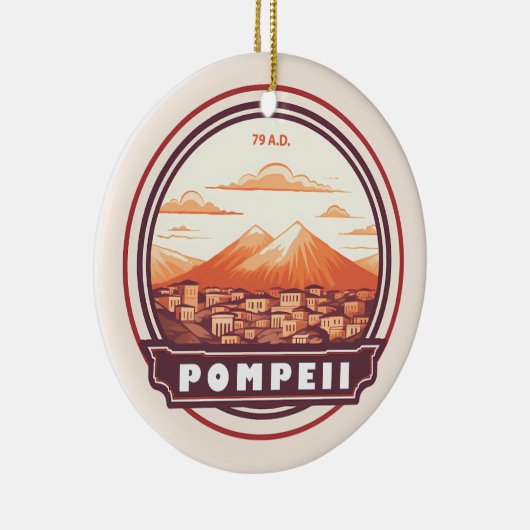 ポンペイ遺跡イタリア旅行アートバッジ セラミックオーナメント (右)