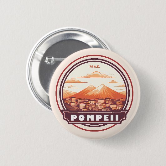 ポンペイ遺跡イタリア旅行アートバッジ 缶バッジ (正面&裏面)