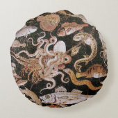 ポンペイ・コレクション/海 – シーライフシーン航海の ラウンドクッション (裏面)