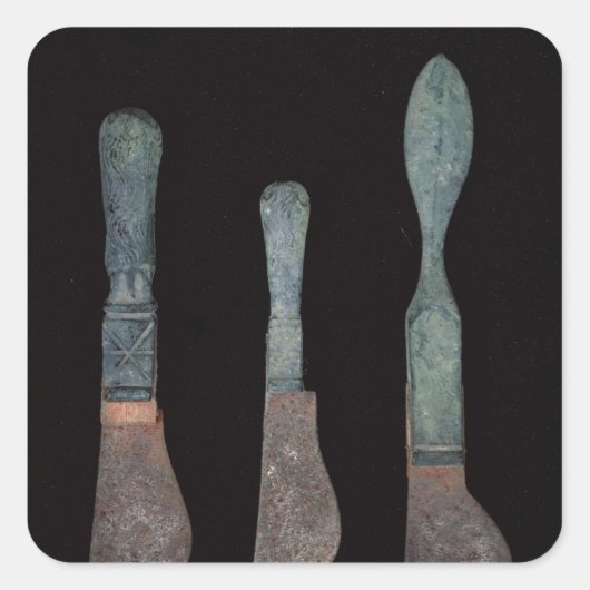 ポンペイ,ローマ, c.100 BC-79 ADからの3つのナイフ スクエアシール (正面)
