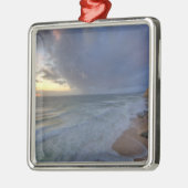 ポンポニで海の崖が日を捕まえる メタルオーナメント (左)
