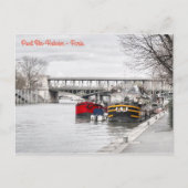 ポン・ビール・アケム近くの係留されたハウスボート - パリ ポストカード (正面)