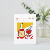 ポーおもしろいトワイン試飲パーティーボンボヤージュ招待状 インビテーションポストカード (スタンド正面)