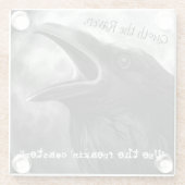 ポーおもしろいブラックレイヴンバードハローウィンパーティフリーキン ガラスコースター (裏面)