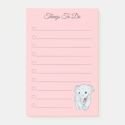 ポーするハートを持つ美しい象 ポストイット (正面)