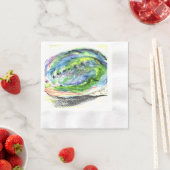 ポーアブラックアワビ美しいニュージーランドシェル 縁ありカクテルナプキン (インサイチュ)