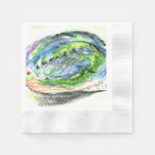 ポーアブラックアワビ美しいニュージーランドシェル 縁ありカクテルナプキン (正面)