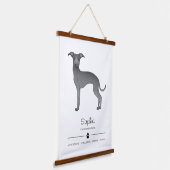 ポーイタリアントと文字を持つブルーグレイハウンドカスタム 吊り下げ型タペストリー (傾斜あり)