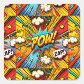 ポーウ!ザップ!漫画アクション語 – おもしろいとはっきりした スクエアシール (正面)