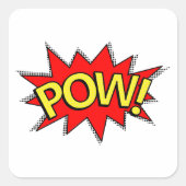 ポーウ! – スーパーヒーロー漫画ブックレッド/イエローバブル スクエアシール (正面)