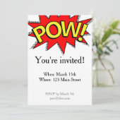 ポーウ！ – スーパーヒーロー漫画ブックレッド/イエローバブル 招待状 (スタンド正面)