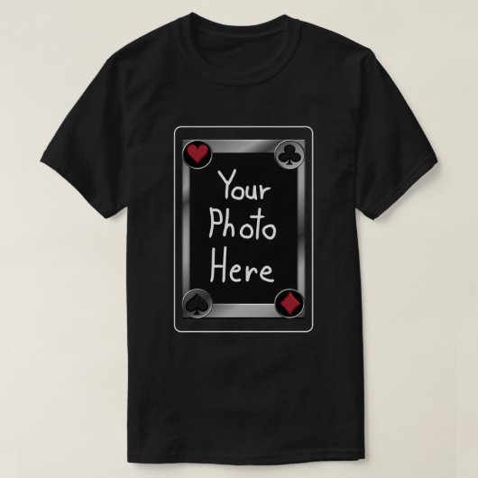ポーカカード 写真 ブラック Tシャツ (デザイン正面)