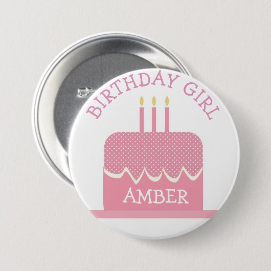 ポーカパーソナライズされたケーキ誕生日ガールボタン 缶バッジ (正面&裏面)