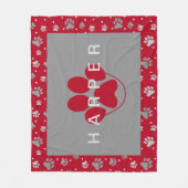 ポーカラフルト柄ペット名赤フリースペット フリースブランケット (正面)