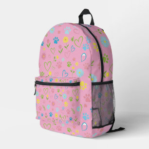 ポーカラフルププリント&ハートバックパックかわいいフローラ プリントバックパック